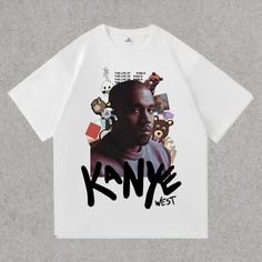 a white t - shirt with the words kanee on it and images of teddy bears