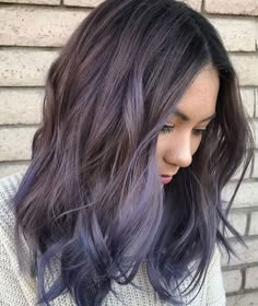 Balayage For Dark Hair, Undercolor Hair, Dark Brown Hair Balayage, Purple Balayage, Dark Purple Hair, Black Hair Balayage, Brown Ombre Hair, Purple Highlights, Balayage Color