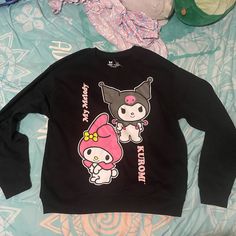 Brand New. Took Tags Off Because They Were Supposed To Be A Gift But Stuff Happens (Oh Well Lol) N Now Idk Where The Tags Are. This One Is A Size Large 60% Cotton 40% Polyester Smoke Free Home. Any Other Questions Feel Free To Ask Black Cotton Sweater With Cartoon Print, Cute Black Long Sleeve Sweater, Black Cotton Sweatshirt With Cartoon Print, Casual Black Sweater With Cartoon Print, Cute Black Sweatshirt For Winter, Cute Black Winter Sweatshirt, Cute Black Long Sleeve Tops, Kawaii Black Sweatshirt With Graphic Print, Black Kawaii Sweatshirt With Graphic Print