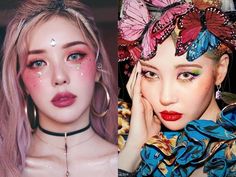 Crazy KPop makeup looks that you must try in 2020 Kpop Makeup Looks, Crazy Makeup Looks, K Pop Makeup, Kpop Makeup, Natural Looking Highlights, Pop Makeup, Korean Beauty Brands, Korean Makeup Look, Bold Lip Color