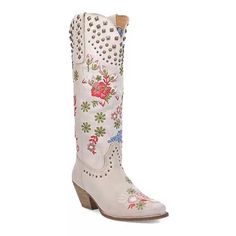 Be A Cowgirl Unlike Any Other Wearing These Stylish Dingo Poppy Women's Leather Cowgirl Boots. Boot Features Soft Embroidered Flowers Stud Accents On The Top And Pull-Strap Boot Construction Leather Upper Polyester Lining Tpr Outsole Boot Details Pointed Toe Pull-On Foam Footbed 2.5-In. Heel 14-In. Shaft 12-In. Circumference Nwt. Sole Marked To Prevent Store Returns Embroidered Closed Toe Summer Boots, Casual Boots With Floral Embroidery And Round Toe, Red Western Summer Boots, Floral Embroidered Boots For Spring Festival, Floral Embroidery Boots For Spring Festival, Spring Embroidered White Boots, Spring White Embroidered Boots, Spring Floral Embroidered Closed Toe Boots, Spring Floral Embroidery Closed Toe Boots