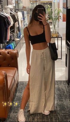 Flowy Pants Outfit, Goa Outfits, Cancun Outfits, Bralette Outfit, Cooler Style, Elegante Casual, Causual Outfits, Looks Style, Looks Vintage