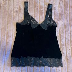 Givenchy Camisole In Black Velvet With Lace & Ribbon Detail Size Givenchy Camisole In Black Velvet With Lace & Ribbon Detail W/ Side Zip Size 40 Size 40 Europe Is 10/12 Usa But Fit Is S Or M Elegant Black Tank Top For Formal Occasions, Elegant Black Tank Top With Lace Trim, Fitted Black Tank Top For Formal Occasions, Fitted Lace Trim Evening Tank Top, Fitted Lace Trim Tank Top For Evening, Fitted Formal Camisole Top, Givenchy Top, Closet Clothes