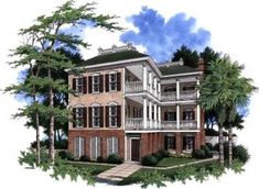 this is an artist's rendering of the front elevation of these victorian house plans