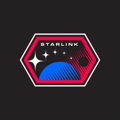 the starlink logo is shown on a black background with red, white and blue stripes