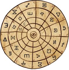 an ancient astro wheel with numbers and symbols