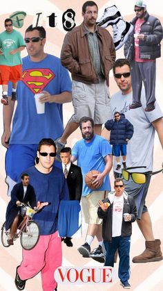 a collage of men in various outfits and colors, including one man wearing sunglasses