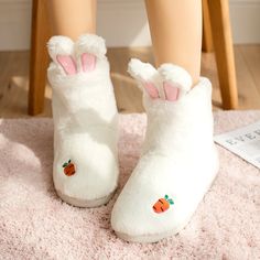 SpecificationMaterial: Soft Plush & PP CottonColour: White, PinkSize:EU Shoe Size 35-36/ 22.5cmEU Shoe Size: 37-38/ 23.5cmEU Shoe Size: 39-40/ 24.5cm Package 1 x Cute Kawaii Rabbit Bunny Ear Home Slippers Boots SocksNoteDue to the light and screen setting difference, the item's colour may be slightly different from the pictures.Please allow slight dimension differences due to different manual measurements. Kawaii Boots, Christmas Elf Outfit, Bunny Shoes, Kawaii Rabbit, Boots Socks, Slippers Boots, Kawaii Bags, Kawaii Backpack, Elf Clothes