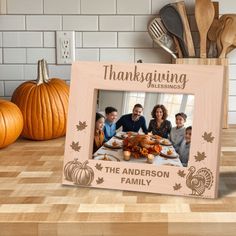 Thanksgiving Turkey Pumpkins Leaves Custom Etched Frames