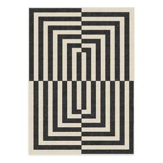 a black and white rug with squares in the shape of an interlocked rectangle