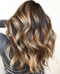 Long Brown Hair with Sun-Kissed Ombre Short Brown Hair, Caramel Hair, Brown Hair With Blonde Highlights, Caramel Highlights, Hair Color Highlights, Trendy Hair Color, Brown Blonde Hair, Brown Hair With Highlights, Haircut For Thick Hair