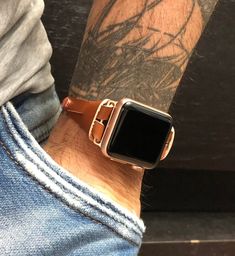 7mm Genuine Leather Strap with Pink Rose Gold Adjustable Buckle & Rivets. Adjustable Size Bracelet Perfectly Tailored to Perfection. Create Your Own Style! Be Different! Be Unique! Designed And Handmade by Simeon D Jewelry Studio. This Bracelet Fits ALL Apple Watch Series Not For Other Models. Apple Watch Is NOT Included Follow my Studio on Social Media for Updates & New Designs Gold Leather Strap Apple Watch Band Gift, Gold Apple Watch Band With Leather Strap As Gift, Gold Apple Watch Band As Gift, Rectangular Bracelet Strap Watch Band As Gift, Modern Brown Apple Watch Band As Gift, Everyday Rectangular Bracelet Watch Band, Brown Bracelet Strap Apple Watch Band For Gift, Brown Bracelet Strap Apple Watch Band As Gift, Rectangular Apple Watch Band Gift With Wrist Strap