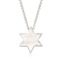 Zina Sterling Silver "Contemporary" Star of David Necklace. 17" | Ross-Simons Sterling Silver Star Necklace For Anniversary, Personalized Sterling Silver Star Necklace, Personalized Star-shaped Sterling Silver Necklace, Spiritual Nickel-free Star Of David Necklace, Adjustable Star-shaped Sterling Silver Necklaces, Silver Star Of David Necklace For Gift, Sterling Silver Star Of David Necklace For Anniversary, Silver Star Of David Necklace With Adjustable Chain, Sterling Silver Necklace With Star Charm For Anniversary