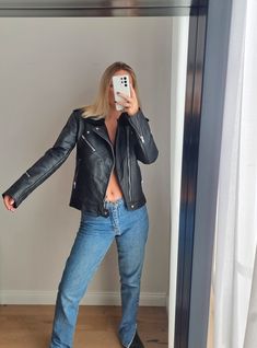 Perfect quality real leather jacket. DEADWOOD brand. Check the prices here: https://www.deadwoodstudios.com/collections/jackets-women. The item is hand-picked, not new. Size tag 42. For your reference, model wears size S/M, is 175 cm tall and 65 kg weight. Would say, that the best fit would be XS-S. For me it is too tight. The leather is hard, not soft. Edgy Leather Biker Jacket With Zip Fly, Everyday Winter Leather Jacket, Punk Leather Jacket With Zip Fly, Edgy Leather Jacket With Zip Fly, Trendy Leather Jacket With Zip Fly, Real Leather Jacket, Zipper Jacket, Leather Zipper, Black Leather Jacket