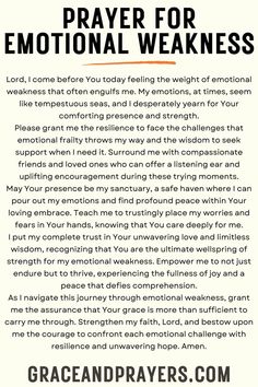 Seeking prayers for weakness? Then we hope you can use these 5 strengthening prayers for emotional, mental, spiritual or physical weakness! Click to read all prayers for weakness. Praise And Worship Prayer, Prayers For Anger, Prayers For Strength And Healing, Prayer Quotes Positive, Fast And Pray, Spiritual Warfare Prayers, Prayer And Fasting