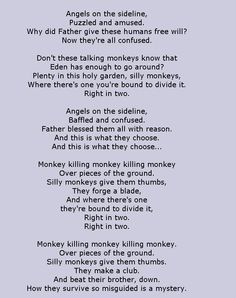 the poem is written in black and white with an image of two monkeys on it