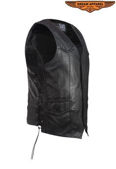 Made from Top Grade Soft Genuine Leather Vest is Lined 4 Snaps to Close Vest Braided Vest with Side Laces for Better Fit Multi Pockets Outside and Inside Looking for a vest or just something to put on your patches? The search now is over. A combination of braids and laces, setting you off better than the others. Created from genuine soft leather, off of the top grade selection, you will feel what premium feels like. Inside is a lined wonder of comfort to give an easy fit. A problem we find a lot is that people that ride need space to fit in their small toys somewhere, so we thought we would fix this problem. The addition of multiple pockets both inside and out will now be your helping hand in carrying your little things. This vest comes together with its four snaps running down its center. Braided Vest, Small Toys, Helping Hand, Mens Black Leather, Leather Vest, The Search, Little Things, Soft Leather, Genuine Leather