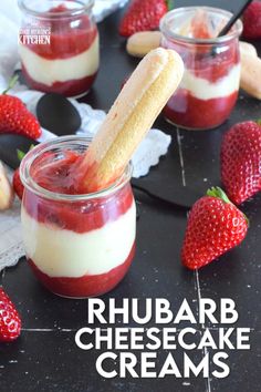 a dessert in a jar with strawberries on the side