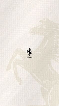 the ferrari logo is shown in black on a white background with an image of a horse