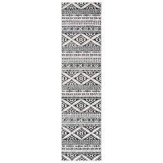 a black and white runner rug on a white background