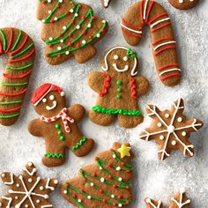 ginger cookies decorated with icing and christmas decorations