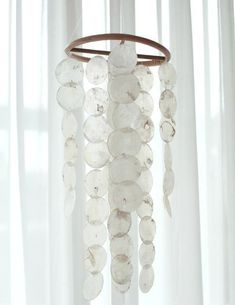 Handmade Nursery Shell Mobile Wind Chime at Sage and Sill Shell Lighting, Wind Chimes Homemade, Shell Wind Chimes, When The Wind Blows, Bamboo Wind Chimes, Blue Comforter Sets, Blue Comforter, Office Nursery, Gardening Backyard