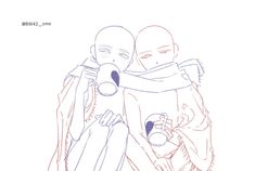 a drawing of two people hugging each other