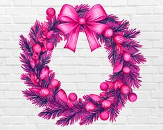 Pink Christmas Wreath, Pink Christmas Png, Rose Png, Rosé Png, Pink Wreath, Png Floral, Pink Winter, Winter Wreath, How To Make Tshirts