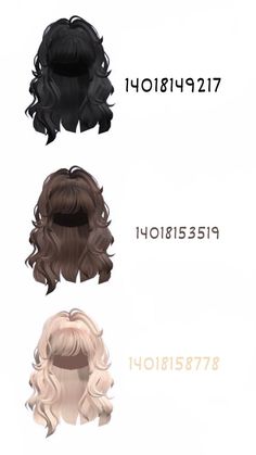 four different types of wigs are shown in the same color and size as well as numbers