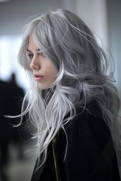 81+ Long Wavy Hairstyle Ideas Grey Hair Wig, Long White Hair, Haircuts For Long Hair With Layers, Remy Human Hair Wigs, Long Dark Hair, Tone Hair, Long Layered Hair, Haircuts For Long Hair, Long Wavy Hair