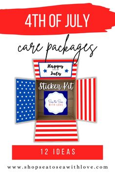 the 4th of july care packages are open and ready to be used for patriotic crafts