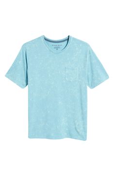 Mottled, acid-wash colors bring fresh energy to a T-shirt made with breathable cotton and a vertical seam bisecting the back. Crewneck Short sleeves 65% cotton, 35% polyester Machine wash, dry flat Imported Blue Washed T-shirt For Spring, Washed Blue Bleached Cotton Top, Light Washed Cotton T-shirt, Light Wash Washed Cotton T-shirt, Everyday Acid Wash Short Sleeve T-shirt, Turquoise Crew Neck T-shirt For Summer, Summer Soft-washed Washed Blue T-shirt, Acid Wash Cotton T-shirt, Acid Wash Stonewashed Cotton T-shirt