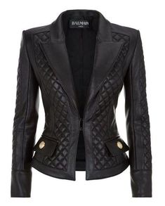 Quilted Leather Jacket, Balmain Jacket, Couture Mode, Leather Wear, Cute Jackets, Pocket Jacket, Jackets Online, Quilted Leather