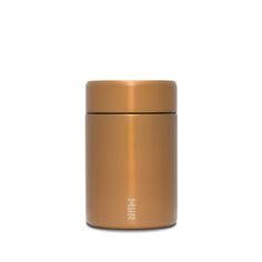 thermos stainless steel travel mug in gold is shown on a white background,