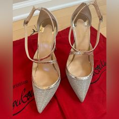 Beautiful Criss Cross Ankle Strap Dressy Heels. Excellent Condition. Worn Twice Pointed Toe Adjustable Ankle Straps Approx 4.25” Heel Classic Red Sole All Photos Are Actual Item Pump Heels, Red Sole, Ankle Straps, Christian Louboutin Shoes, Christian Louboutin Pumps, Pumps Heels, Criss Cross, Shoes Women Heels, Ankle Strap