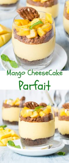 mango cheesecake parfait is an easy dessert that's ready to be eaten