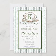 a baby shower is shown with the letter k on it's front and bottom