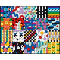 a multicolored pattern made up of squares and dots