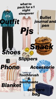 various items that include pajamas, shoes, and other things