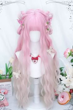 Process Time: Could be shipped out in 1-3 working days. Fabric:  High-Temperature Silk Style types:  Sweet Lolita Season:  Spring, Summer, Autumn, Winter Length:  75cm Notice:  Any of the accessory is not included. Japanese Pink Hair, Pink Hairstyles, Pink Wigs, Kawaii Wigs, Style Types, Korean Hair Color, Beauty Hair Color, Creative Hair Color, Silk Style