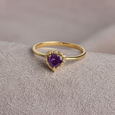 Real Diamond 14K Solid Gold Heart Amethyst Ring,birthstone Ring,heart Ring,lovers Gift,women Ring,christmas Gift,birthday Gift,friends Gift - Etsy Purple Gem Ring, Valentine's Day Purple Amethyst Promise Ring, Purple Amethyst Birthstone Ring For Valentine's Day, Purple Heart Cut Heart Ring As Gift, Purple Heart Ring For Promise, Fine Jewelry, Purple Birthstone Promise Ring In 14k Gold, Heart-shaped Amethyst Ring As Gift, Purple Amethyst Heart Cut Ring For Valentine's Day, Fine Jewelry Purple Amethyst Ring For Valentine's Day