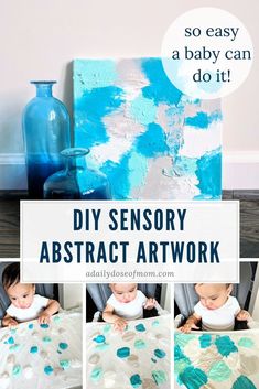 a collage of photos with the words diy sensory abstract art work on it