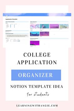 the college application is displayed on top of a pink background