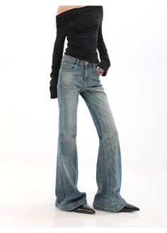 Step into a timeless trend with our High Waist Vintage Wash Bell Bottom Jeans, where classic design meets modern comfort.
Made from a soft denim blend, these jeans offer the perfect combination of stretch and structure for a fit that flatters and moves with you. Highlighting an authentic vintage wash, each pair showcases unique fading and whiskering patterns that echo the soulful vibe of edgy fashion statements.
The versatile bell-bottom cut creates a silhouette that pairs seamlessly with both f Fall Streetwear Flare Jeans, Modern Mid-rise Denim Blue Flare Jeans, Modern Mid-rise Flare Jeans In Denim Blue, Modern Stretch Flare Jeans With Five Pockets, Slim Fit High Rise Casual Flare Jeans, Slim Fit High Rise Flare Jeans, Casual High Rise Slim Fit Flare Jeans, Fitted Flare Jeans For Fall Streetwear, High Rise Slim Fit Flare Jeans