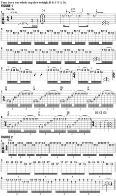 the guitar tabs are arranged in several different ways