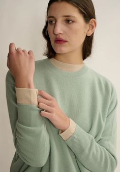 Easy, relaxed-fit crewneck in soft cashmere. Effortless wardrobe staple with a slightly dropped shoulder and subtle dolman shaped sleeves. Ribbed trims throughout.  100% cashmere Mignonne Gavigan, Rebecca Vallance, Rms Beauty, Tanya Taylor, Mother Denim, Hair Fragrance, City Prints, Fall 2024, Pre Fall