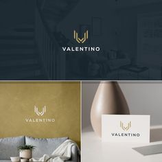 the logo for valentine's day is shown in three different colors and styles, including gold