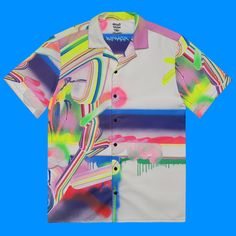 Check out this bold button-down shirt with a trendy oversized fit, that works well for outfit layering! 🎨 Funky Street Art Hawaiian Shirt "Hello from the Cruise" 🚢 Dive into a sea of colors with our vibrant "Hello from the Cruise" Button Down Shirt! Perfect for summer, this shirt blends the spontaneous energy of street art with the adventure of travel, making it a must-have for trendsetters and art lovers alike. 👕 Shirt Features: Vibrant Artwork: Inspired by the freestyle and improvisational White Button-up Hawaiian Shirt For Spring, Spring Button-up Camp Shirt For Streetwear, White Graffiti Print Shirt For Summer, White Summer Shirt With Graffiti Print, White Shirt With Graffiti Print For Summer, Trendy Graphic Print Short Sleeve Shirt For Spring, White Summer Camp Shirt For Streetwear, Collared Shirt With Button Closure For Streetwear, Multicolor Graphic Print Short Sleeve Shirt For Spring