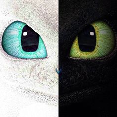 two different colored cats'eyes are shown in this composite image, one is green and the other is blue