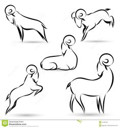 goat silhouettes on white background with clipping for use in logos and emblems